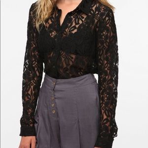 *DONATING SOON* UO KimchiBlue Lace Button Down Top